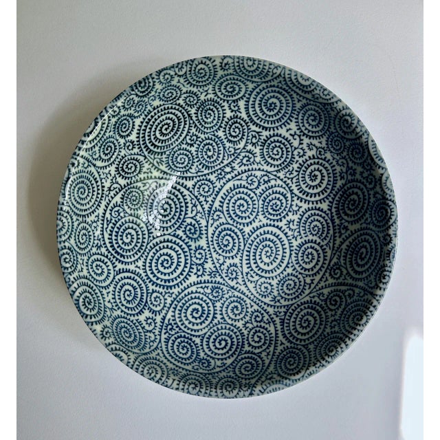 Vintage Japanese Mino Ware "Karakusa" Blue & White Ceramic Bowl For Sale In New York - Image 6 of 12