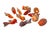 A set of twelve wooden napkin rings carved in the shape of tropical fish. Hand painted in vibrant orange, red, yellow,...