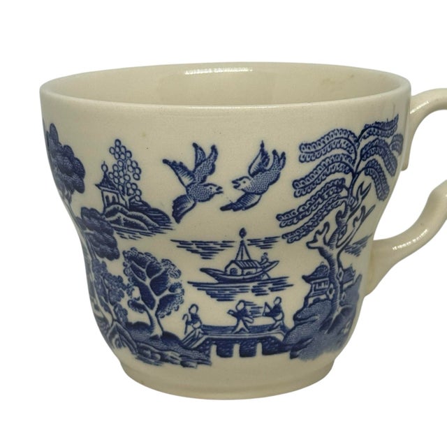 Vintage Eit Blue Willow Pagoda Design Ironstone Tea Coffee Cups - a Pair For Sale In Washington DC - Image 6 of 12