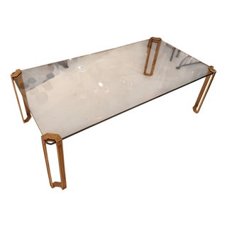 Coffee Table in Glass and Bronze by Peter Ghyczy For Sale