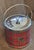 Vintage Red Tartan / Plaid Chrome Lion Crest Ice Bucket For Sale - Image 4 of 8