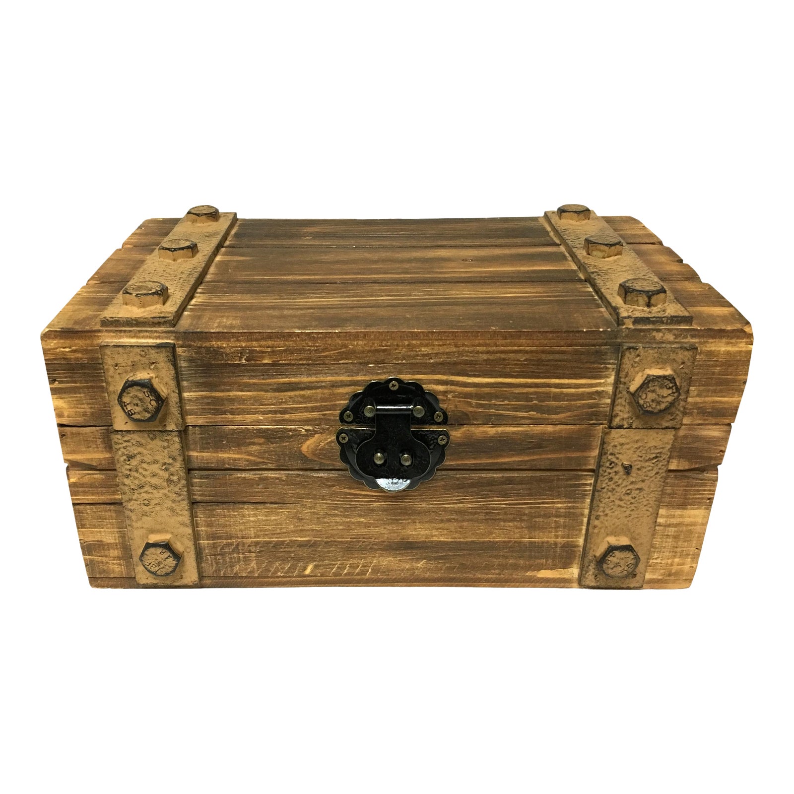 希少 Antique Wooden Object Chinese Studded Lock Box, C. 1800 | Chairish