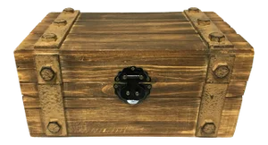 Late 20th Century Wooden Box With Metal Decor Storage Box
