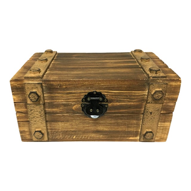 Wooden Box With Metal Decor Storage Box Chairish