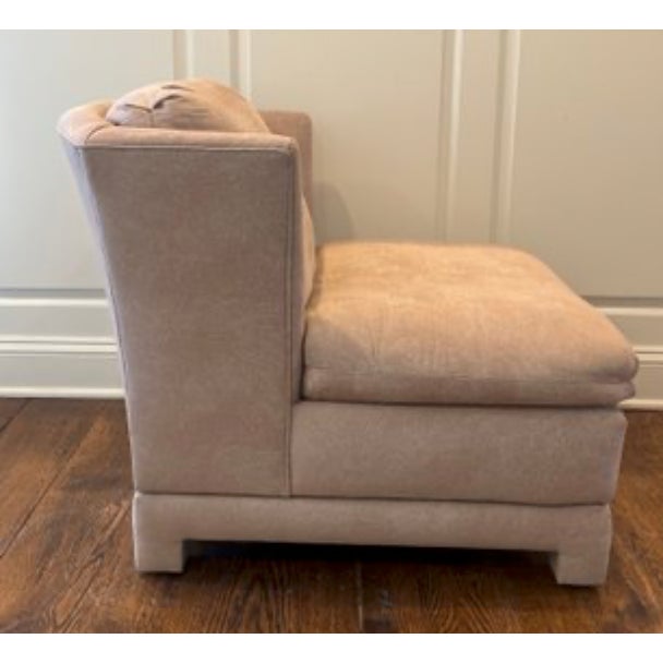 Mid 20th Century Mid Century Marjorie Reese Carson Style Camel Color Chairs With Modified Wings and Upholstered Square Leg Bases For Sale - Image 5 of 7