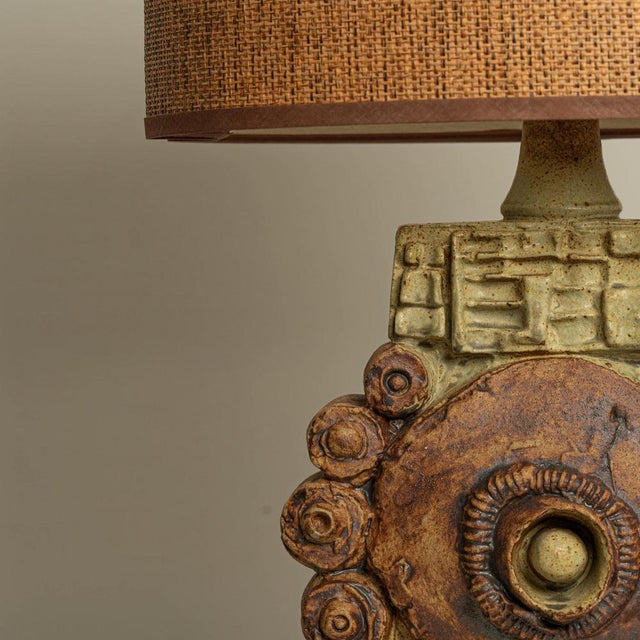 Ceramic Table Lamp by B. Rooke with Lampshade by René Houben, 1960s For Sale - Image 4 of 18