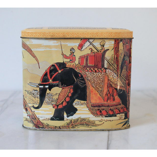 English Vintage English Lidded Elephant Tin For Sale - Image 3 of 9