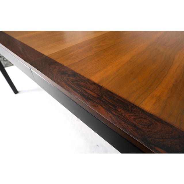 Banded Rosewood & Walnut Rectangle Dining Table w/ Two 20" Extension Boards For Sale - Image 10 of 13