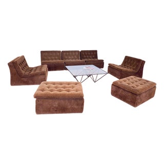 Modular Sectional Sofa in Velvet Corduroy from Dux International, Sweden, 1970s, Set of 7 For Sale