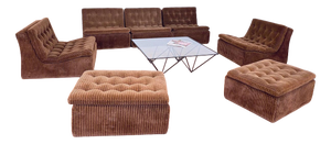 Modular Sectional Sofa in Velvet Corduroy from Dux International, Sweden, 1970s, Set of 7