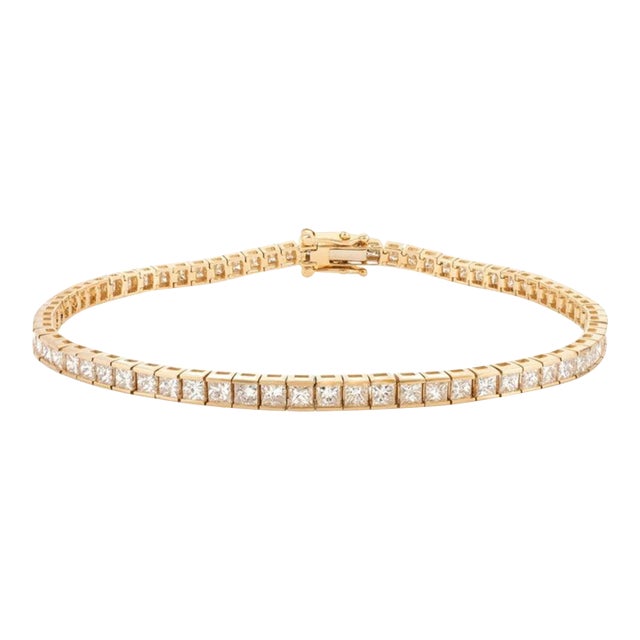 4.42ct Natural Round Diamond 18k Solid Gold Channel Bracelet by VRJewels For Sale