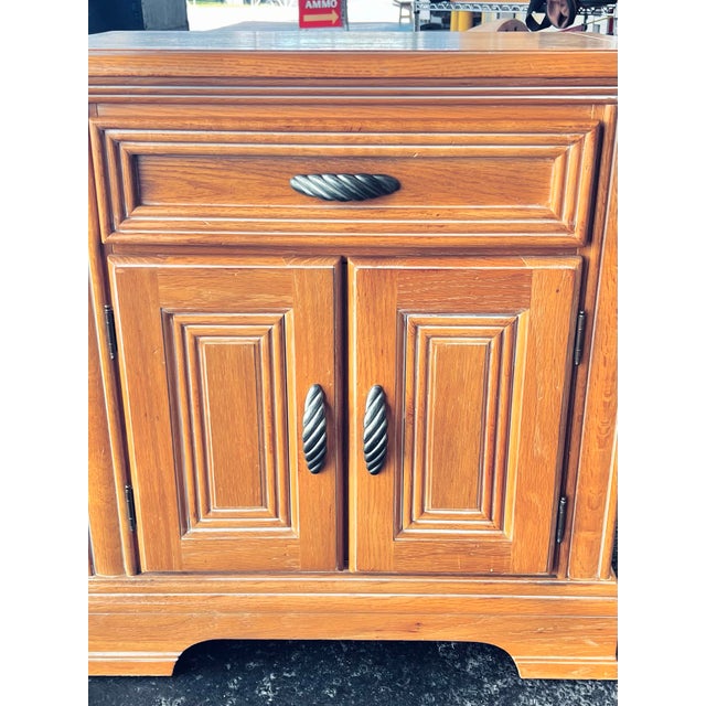 Wood Vintage Wynwood Furniture Traditional Oak Bedside Cabinets / Nightstands - A Pair For Sale - Image 7 of 11