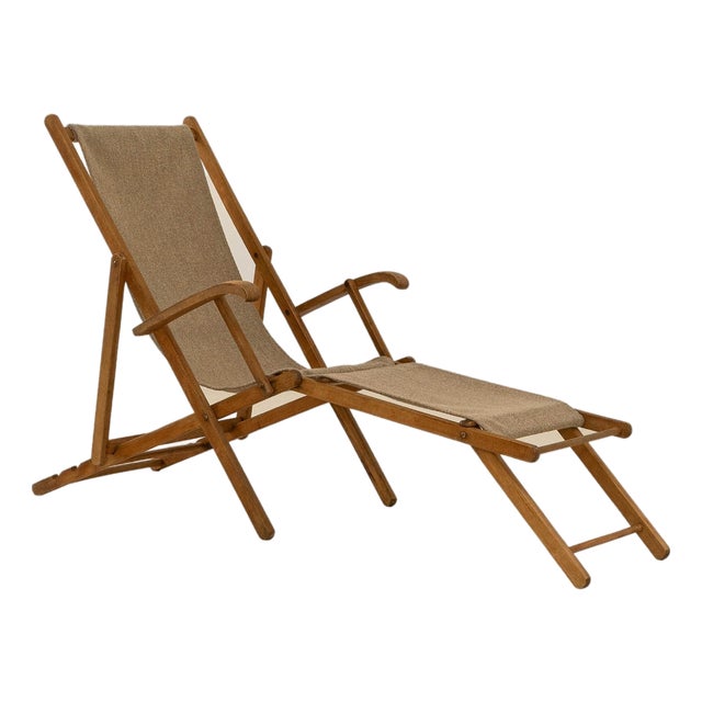 1960s French Folding Chaise Lounge Chair For Sale