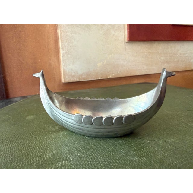 Just Andersen Just Andersen Danish Pewter Viking Ship Dish | Scandinavian Trinket Catchall Desk Decor For Sale - Image 4 of 11