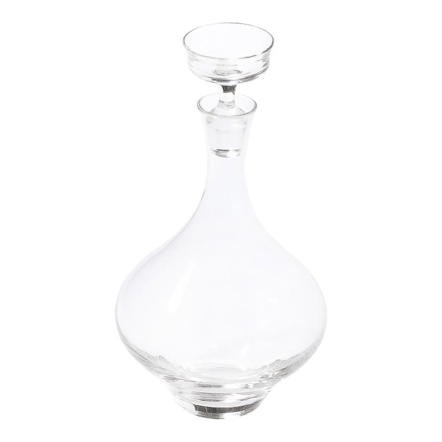Mid-Century Modernist Sculptural Crystal Decanter With Basin Form Stopper For Sale
