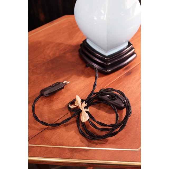 1950s Light Blue and Black Glazed Ceramic Table Lamp from Manises, 1950s For Sale - Image 5 of 6