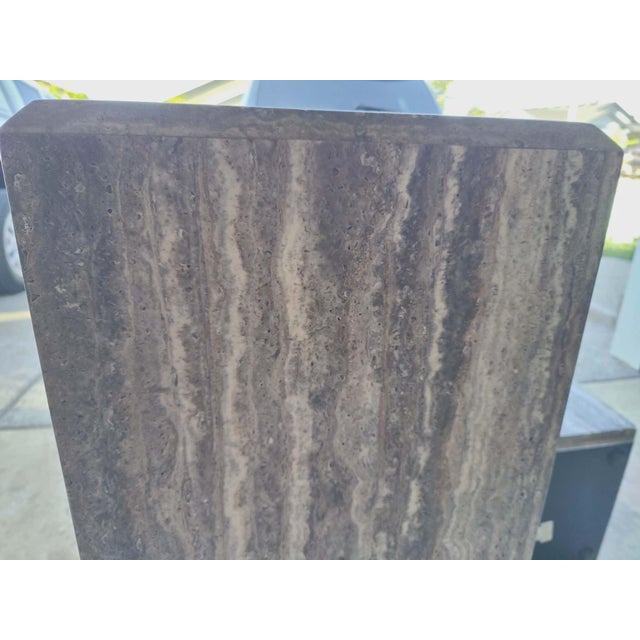 Stunning Pair of Travertine Pedestals For Sale - Image 9 of 12