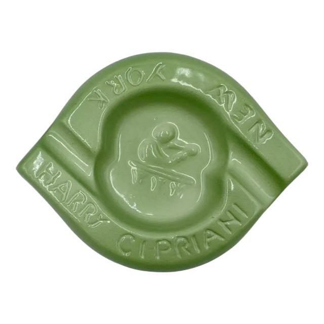 Vintage Harry Cipriani New York Nyc Restaurant Green Ceramic Ashtray Dish For Sale