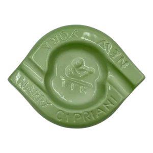 Vintage Harry Cipriani New York Nyc Restaurant Green Ceramic Ashtray Dish