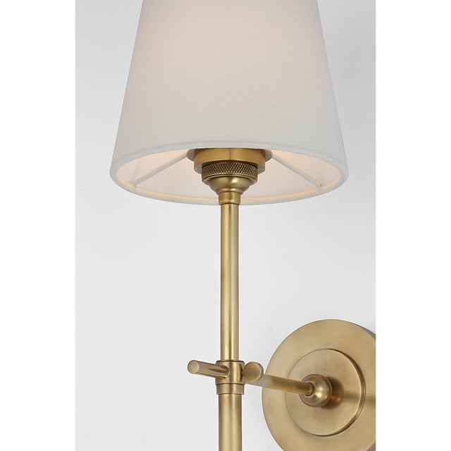 Thomas O'Brien for Visual Comfort Signature Bryant 27" Cordless Tail Sconce in Hand-Rubbed Antique Brass with Linen Shade For Sale - Image 10 of 13
