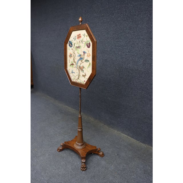 Empire Mahogany Firescreen With Crewelwork Tapestry Panel For Sale - Image 11 of 18