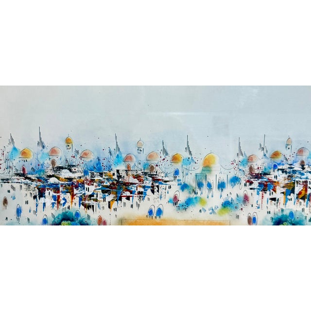 Edward Ben Avram Hand signed lower right Jerusalem Israeli Old City walls landscape cityscape. Home of the Har Habayit,...