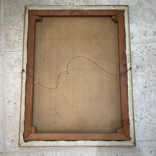 Textile Antique Woman Oil Painting on Canvas Signed L. Chebroux For Sale - Image 7 of 8