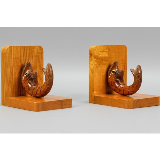 Hand Carved Sturgeons Wooden Bookends, Germany, 1970s, Set of 2 For Sale - Image 14 of 18