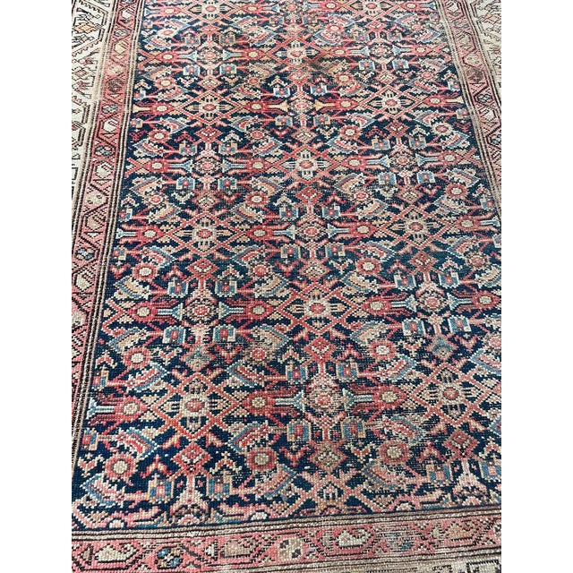 Antique Persian Malayer with Aubergine & Denim Blue Rug 4 x 6.4 For Sale In Milwaukee - Image 6 of 9
