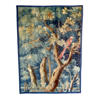 Aubusson French Tapestry Verdure Red Parrot in a Tree 18 Century For Sale