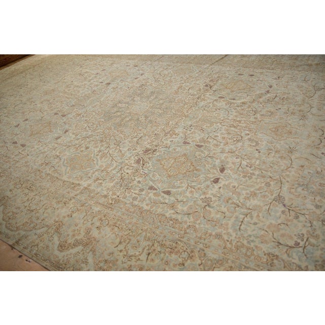 Ivory Vintage Distressed Kerman Carpet - 9'8" x 16'11" For Sale - Image 8 of 15