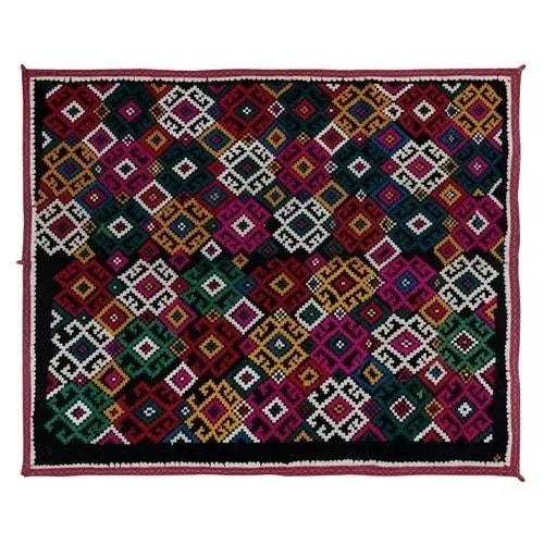 1970s 5x6.2 ft Silk Hand Embroidered Wall Hanging, Vintage Colorful Suzani Bed Cover For Sale - Image 5 of 5