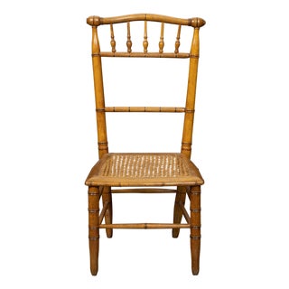 English Turn of the Century 1900s Bamboo Slipper Chair with Cane Seat For Sale