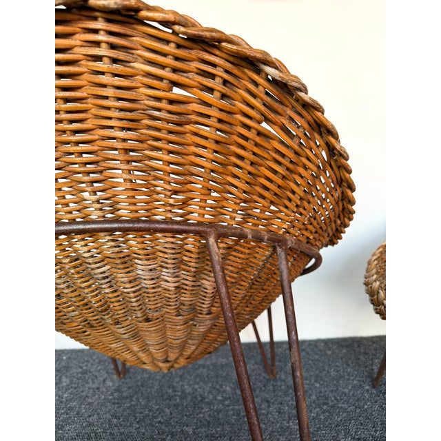 Mid-Century Modern Pair of Rattan Armchairs. France, 1950s For Sale - Image 12 of 13