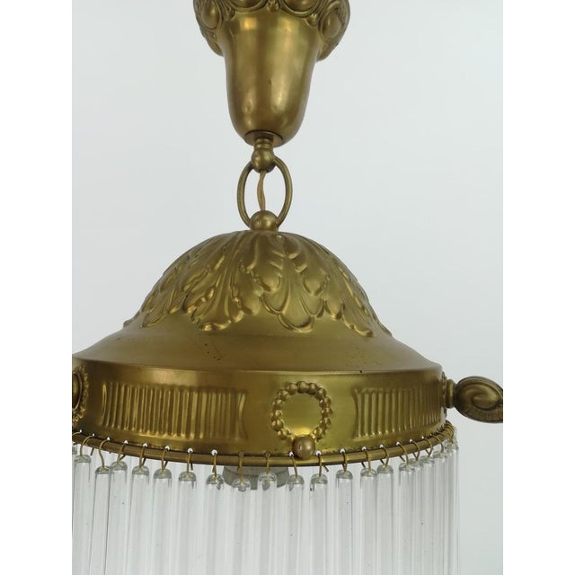 Gold Viennese 3-Armed Chandelier with Glass Rods For Sale - Image 8 of 11