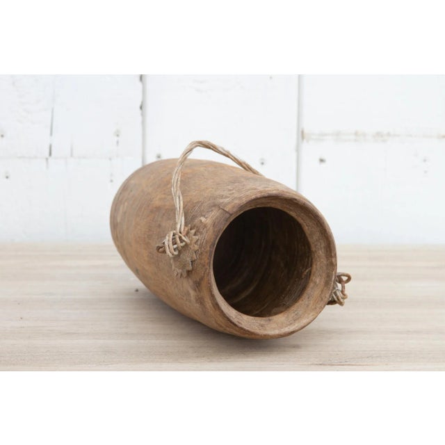 Wood Vintage Indian Slim Milk Pot-Vayu For Sale - Image 7 of 9