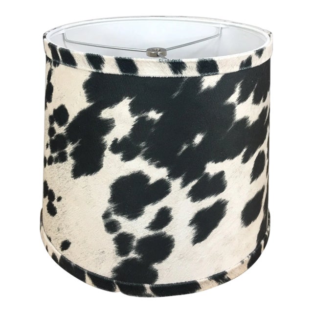10" Black Faux Cowhide Drum Lamp Shade For Sale