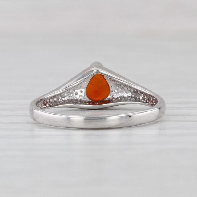 1980s 0.60ct Pear Orange Tourmaline Solitaire Ring 14k White Gold Size 7 For Sale In Greensboro - Image 6 of 8