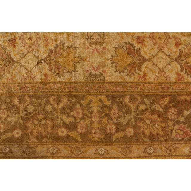 Vintage Oushak-Style European Rug in Gold and Beige-Brown Floral Pattern For Sale - Image 4 of 9