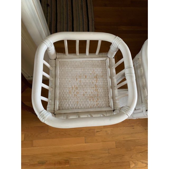 Set of Two Vintage White Rattan Wicker Plant Stands, a Pair Chairish