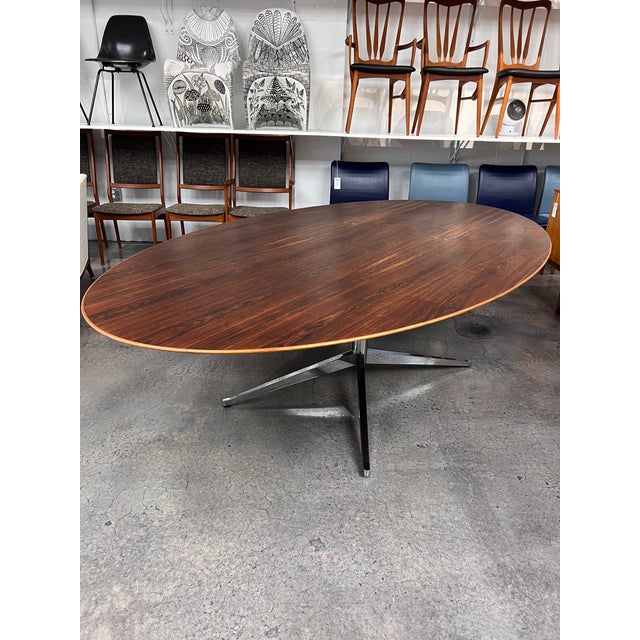 Mid-Century Modern Mid Century Modern Authentic Knoll International Exotic Wood Brazilian Rosewood Oval Dining Table by Designer Florence Knoll. For Sale - Image 3 of 15