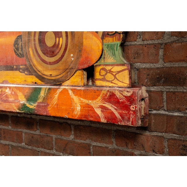 Vintage Double-Sided Art Deco Painted Carnival Ride Handrail Panel For Sale In Chicago - Image 6 of 11