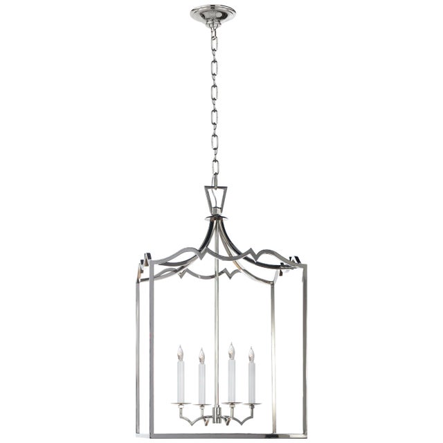 Darlana Medium Fancy Lantern in Polished Nickel Designer: Chapman & Myers Canopy: 5.5" Round Mounting: Chain Shade Detail:...