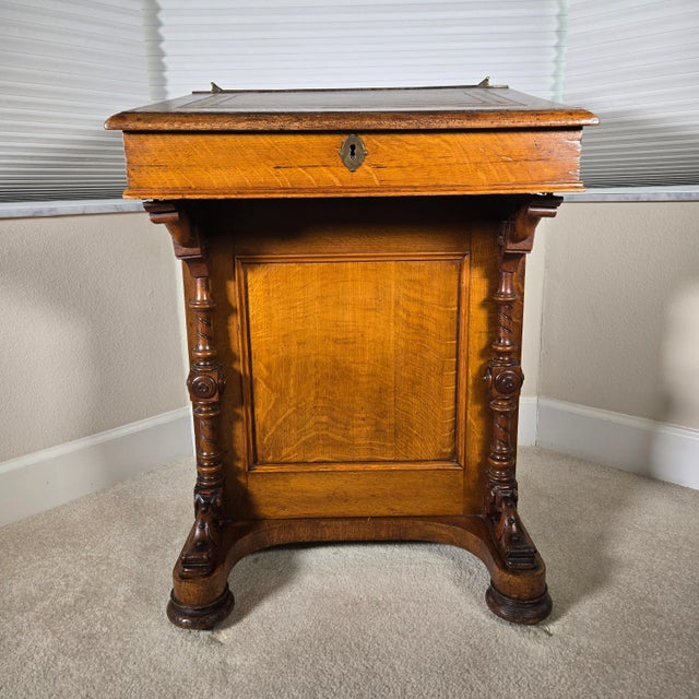 Victorian Leather Top Davenport Desk For Sale In Tampa - Image 6 of 16