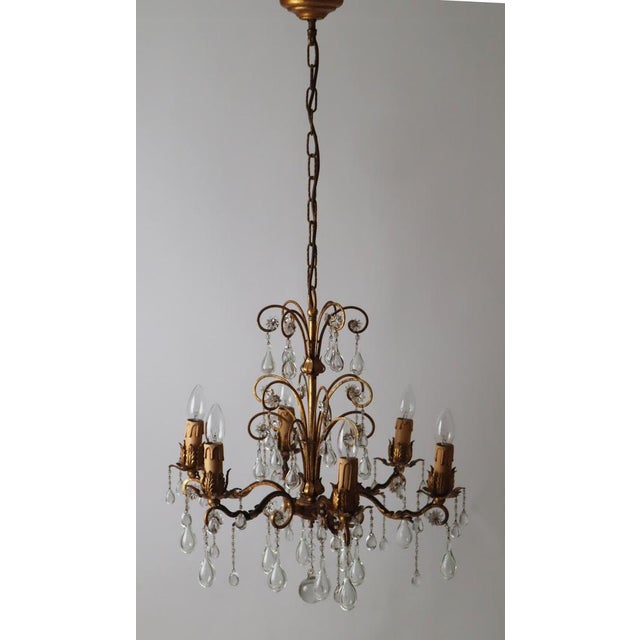 Hollywood Regency Venetian Golden Stars and Tears Chandelier, 1980s For Sale - Image 3 of 18