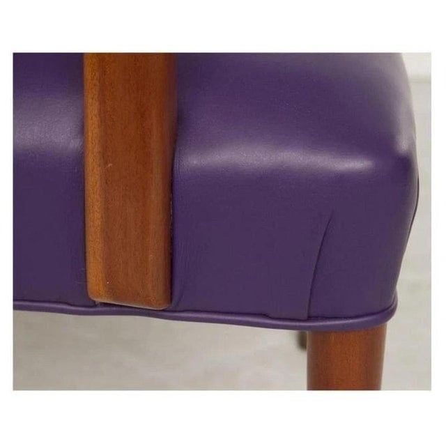 Mid-Century Modern Danish Purple Leather and Wood Armchair, 1960 For Sale - Image 4 of 5