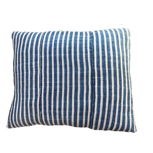 1980s Vintage African Custom Made Lumbar B&w Bondoukou Textile Pillow I Coast 16" W For Sale - Image 5 of 5