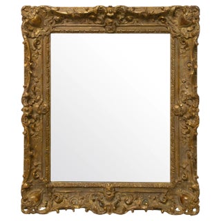 Regency Rectangular Handcrafted Gold Foil Wood Mirror, Spain, 1970 For Sale