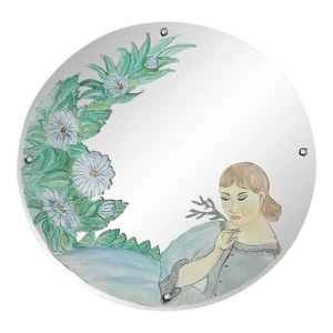 Art Deco Hand Painted Lady in the Garden Mirror