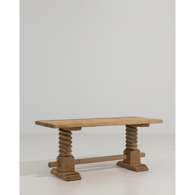 1970s Oak Coffee Table with Corkscrew Legs, Antique, France, Circa 1970 For Sale - Image 5 of 12